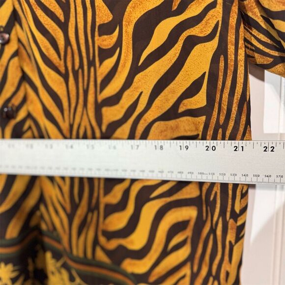 Vintage Gantos Animal Print Blouse Medium Zebra Tiger Floral Button Down 90s - Picture 6 of 8